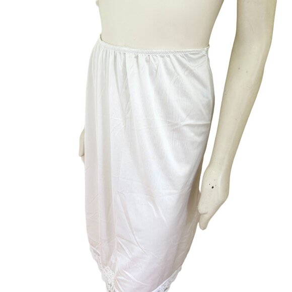 VTG CHRISTIAN DIOR Initial Monogram Satin Lace Half Slip in White SZ S - Picture 3 of 10